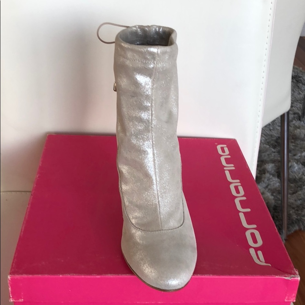 Fornarina platinum metal suede ankle boots